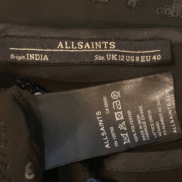 ALLSAINTS - sheer mesh s/s dress tunic w black lattice sequins on both sides - 8 - Picture 6 of 16